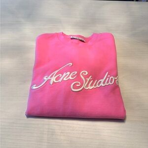 Acne Studios Pink Logo Embroidered Pique Long Sleeve Jersey T-Shirt